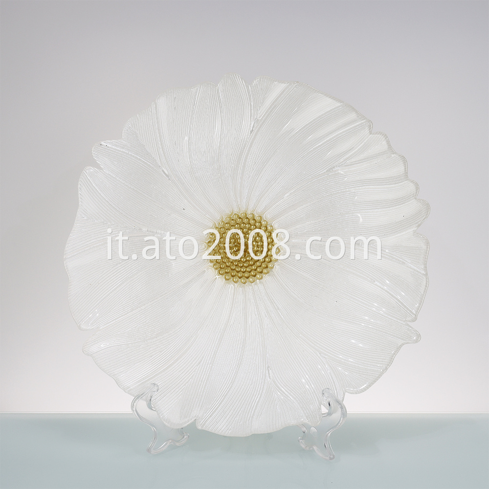 White Flower Glass Plate2 Jpg